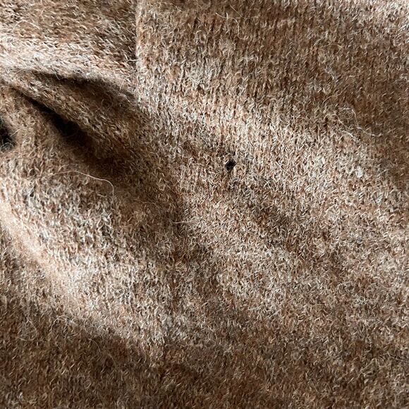 Anagram Baby Alpaca Merino Wool Button Up Hooded Cardigan Tan Size Large - Picture 6 of 6